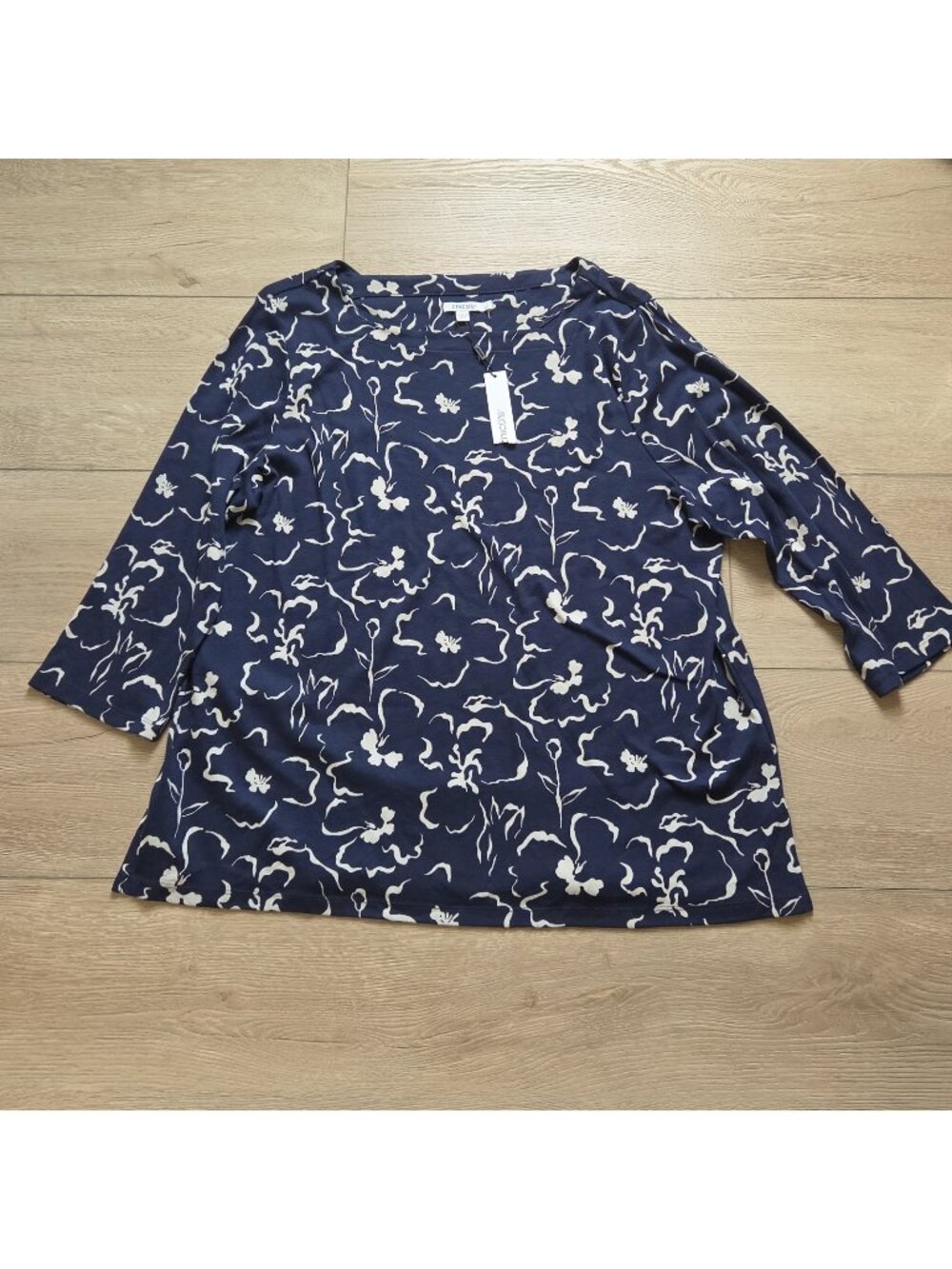 Chico's 3 Passport Blue Maya Pima Cotton Square-neck Tunic Top Womens 16-18 New